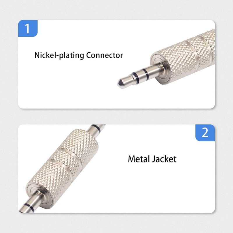 Duttek 3.5mm Male to Male Audio Adapter, Metal Silver 3 Pole 3.5mm Stereo Jack Adapter Audio Headphone Jack Coupler Connectors - 2 Pack - Image 2